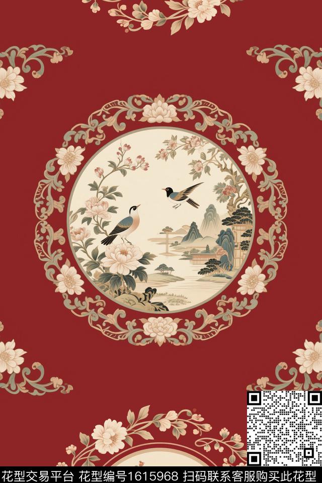 中国风花卉鸟数码印花华亿平台下载（图片编号: 1615968） - 瓦栏（Walan）
