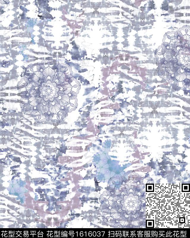 动物纹曼陀罗几何数码印花华亿平台下载（图片编号: 1616037） - 瓦栏（Walan）