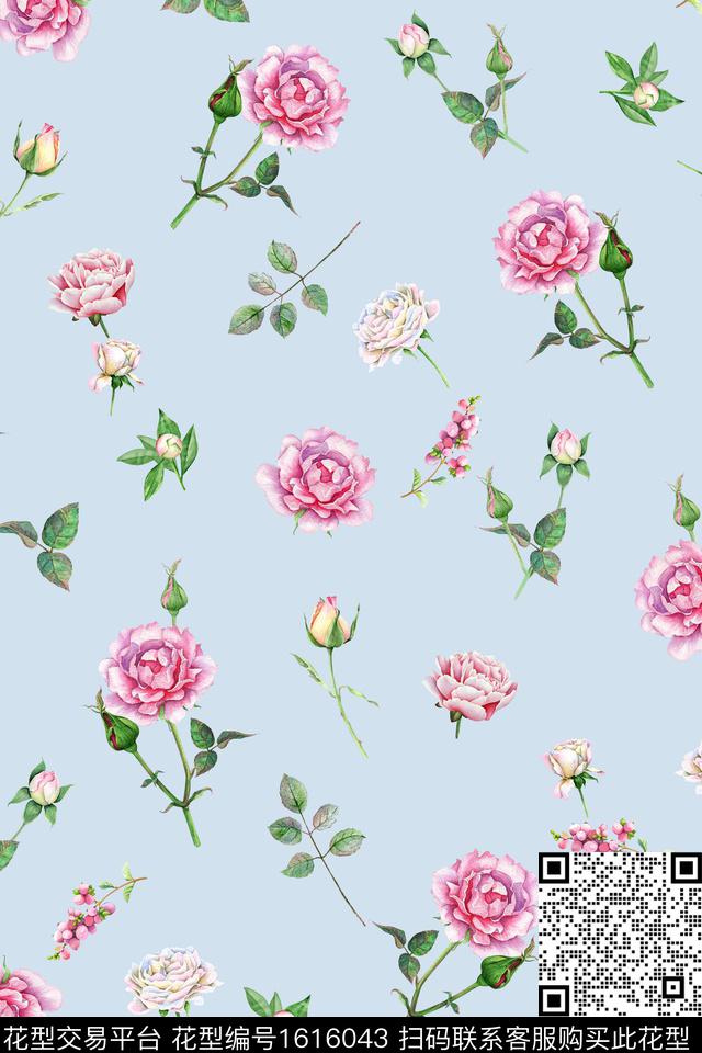 花卉春夏华亿平台清爽底花卉数码印花华亿平台下载（图片编号: 1616043） - 瓦栏（Walan）