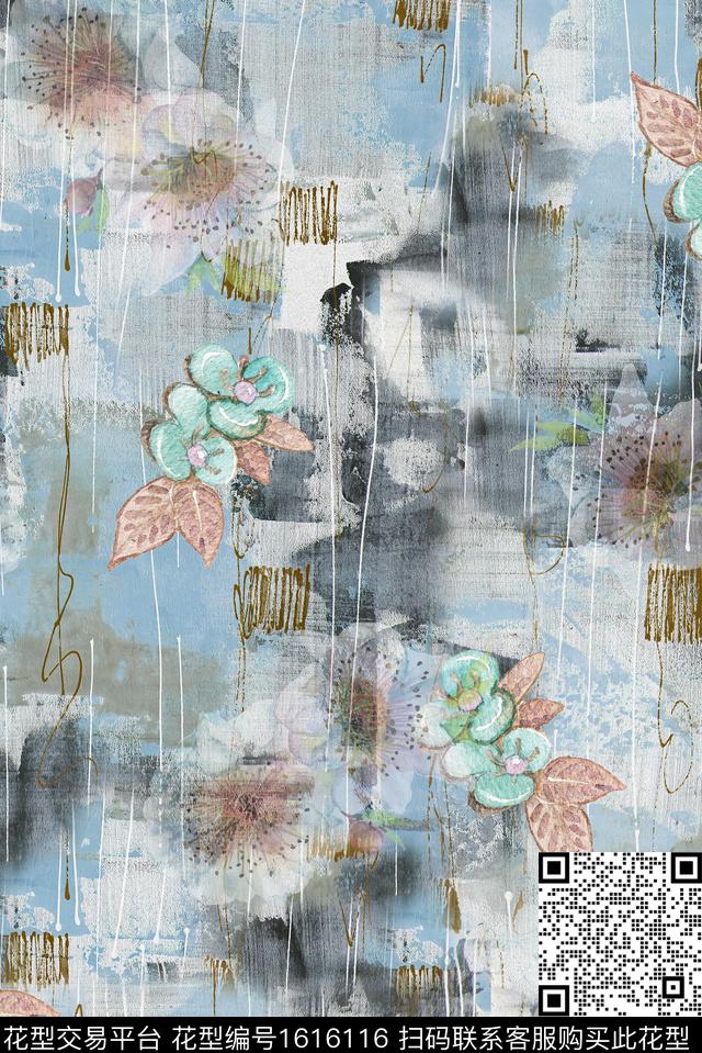 水彩花卉花卉影花数码印花华亿平台下载（图片编号: 1616116） - 瓦栏（Walan）