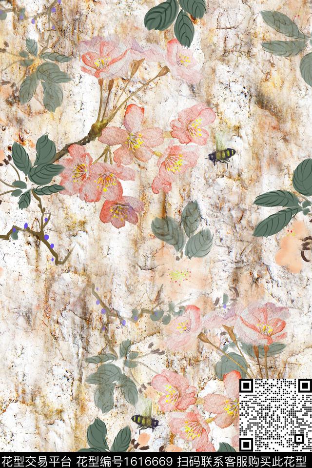 花卉肌理底纹绿植树叶数码印花华亿平台下载（图片编号: 1616669） - 瓦栏（Walan）