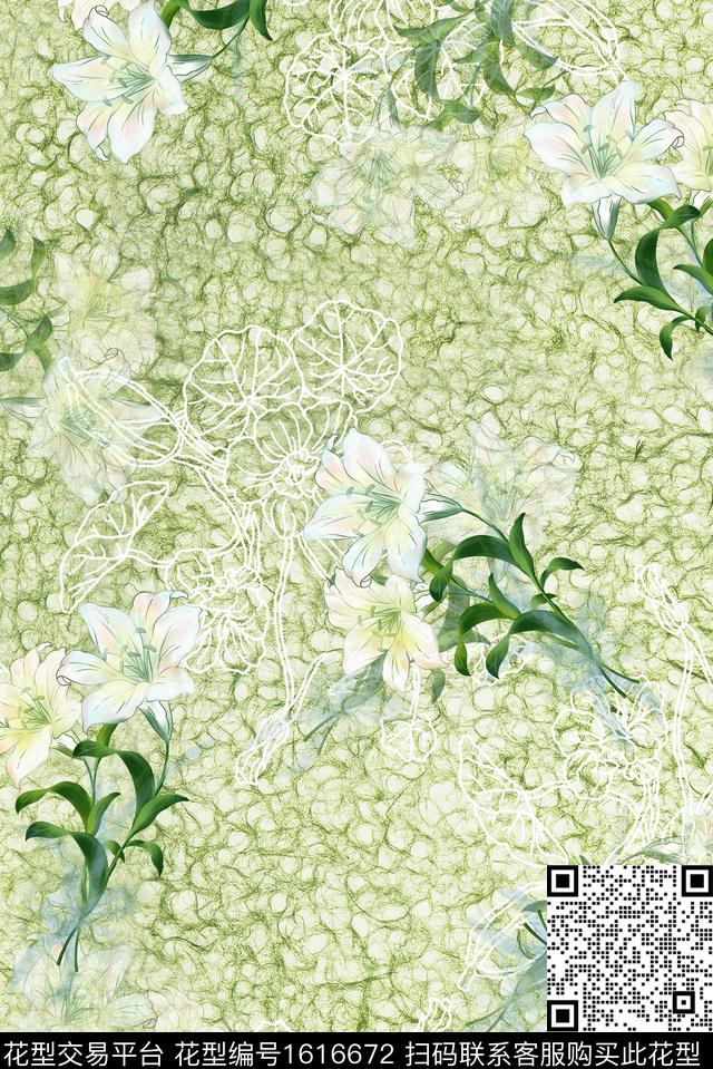 休闲肌理百合数码印花华亿平台下载（图片编号: 1616672） - 瓦栏（Walan）