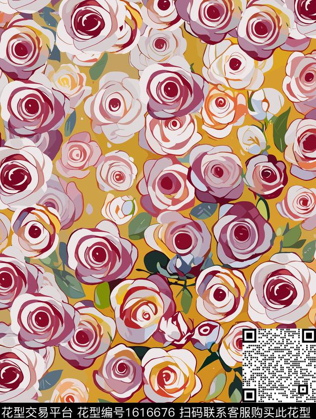 花卉满版散花数码印花华亿平台下载（图片编号: 1616676） - 瓦栏（Walan）