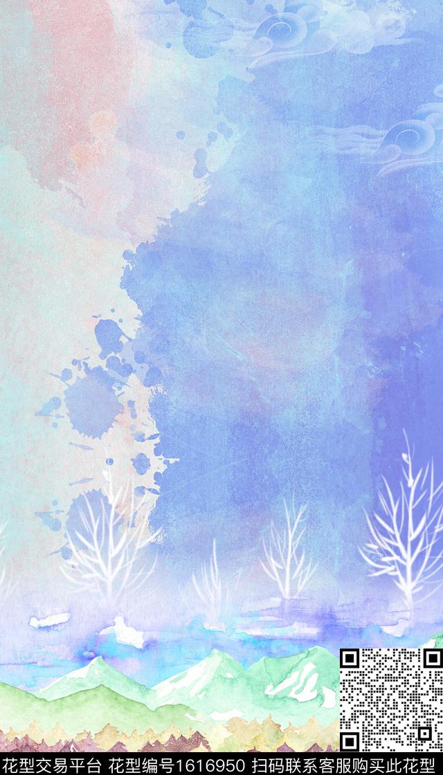 肌理水彩花卉风景定位数码印花华亿平台下载（图片编号: 1616950） - 瓦栏（Walan）
