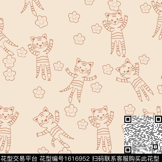 卡通动物老虎趣味传统印花华亿平台下载（图片编号: 1616952） - 瓦栏（Walan）