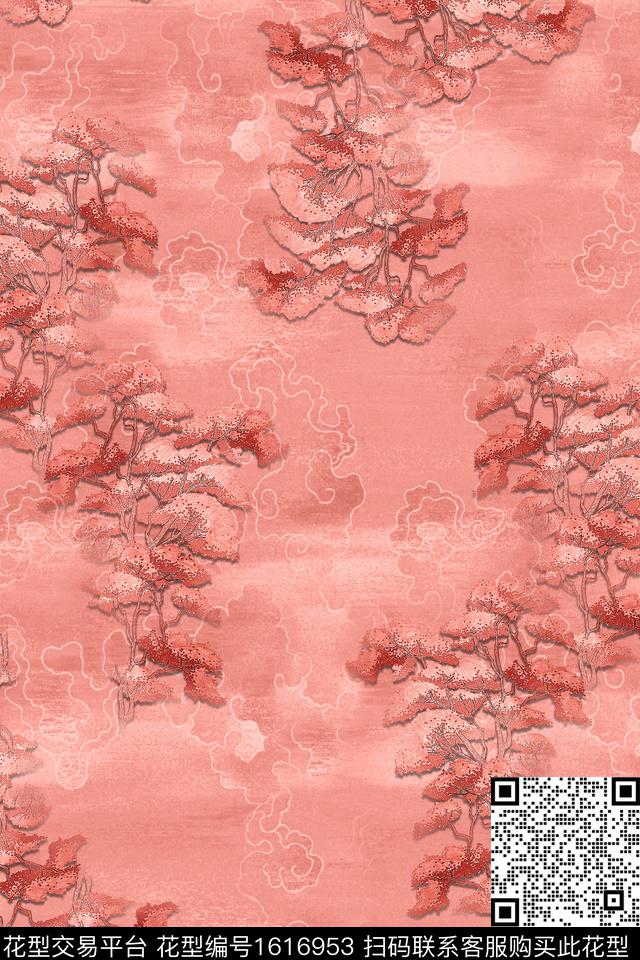 旗袍中国风花卉数码印花华亿平台下载（图片编号: 1616953） - 瓦栏（Walan）