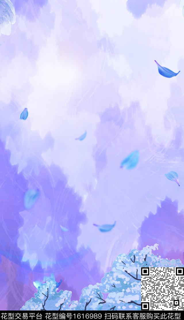 晕染肌理花瓣水彩花卉数码印花华亿平台下载（图片编号: 1616989） - 瓦栏（Walan）