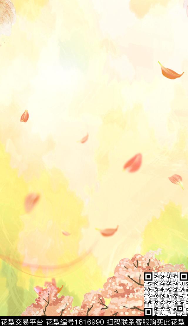 花卉花瓣树数码印花华亿平台下载（图片编号: 1616990） - 瓦栏（Walan）
