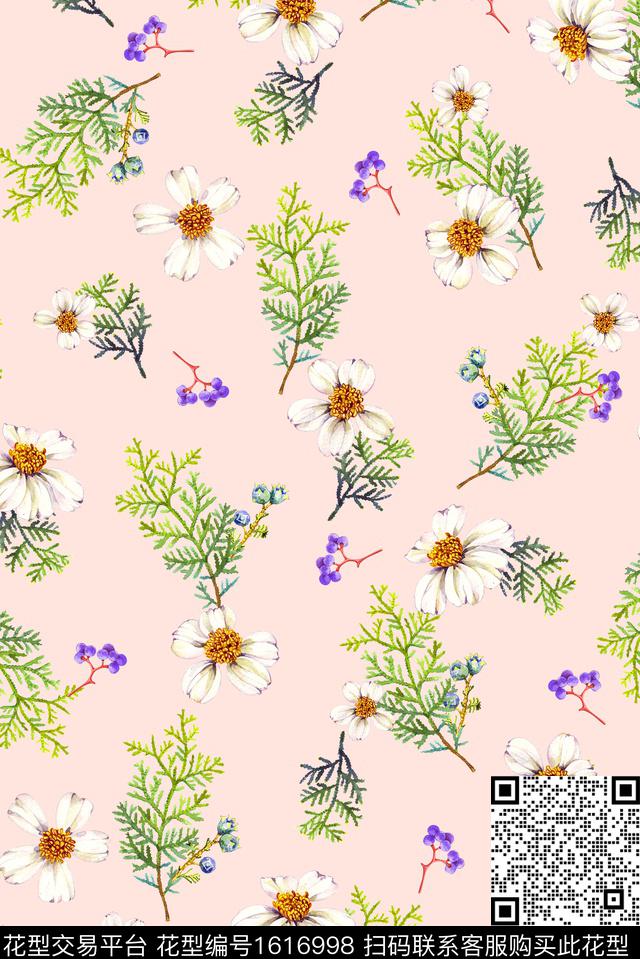 花卉春夏华亿平台清爽底花卉数码印花华亿平台下载（图片编号: 1616998） - 瓦栏（Walan）