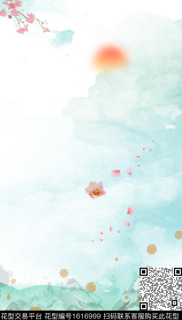 晕染肌理休闲水墨风数码印花华亿平台下载（图片编号: 1616999） - 瓦栏（Walan）