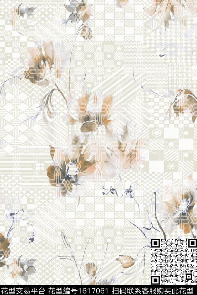 花卉底纹模糊花卉数码印花华亿平台下载（图片编号: 1617061） - 瓦栏（Walan）