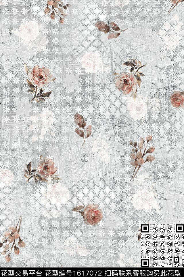 花卉民族风底纹数码印花华亿平台下载（图片编号: 1617072） - 瓦栏（Walan）