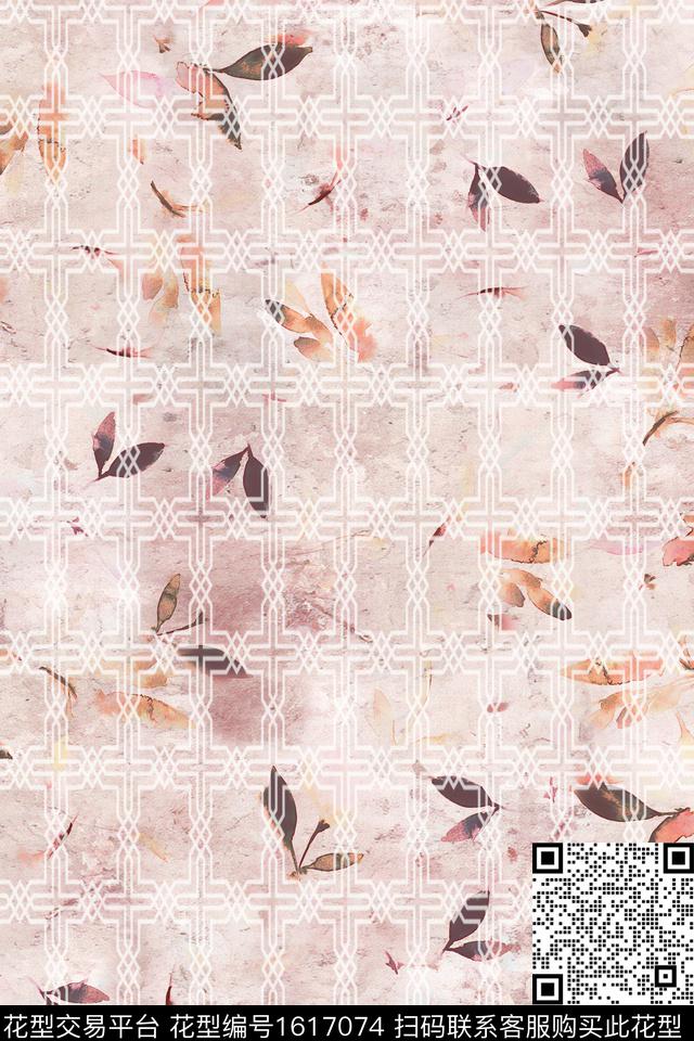 叶子混合拼接绿植树叶数码印花华亿平台下载（图片编号: 1617074） - 瓦栏（Walan）