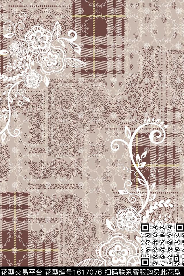 民族风花卉混合拼接数码印花华亿平台下载（图片编号: 1617076） - 瓦栏（Walan）