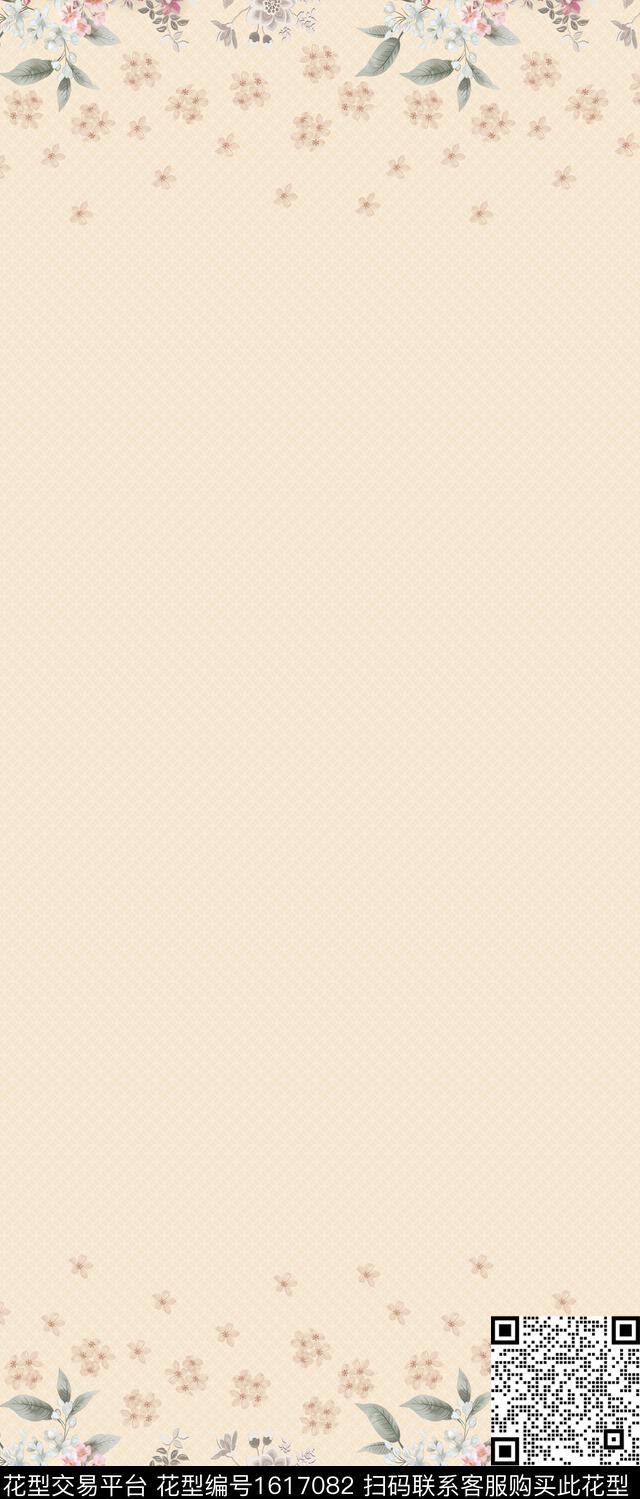 花卉双边定位花底纹数码印花华亿平台下载（图片编号: 1617082） - 瓦栏（Walan）