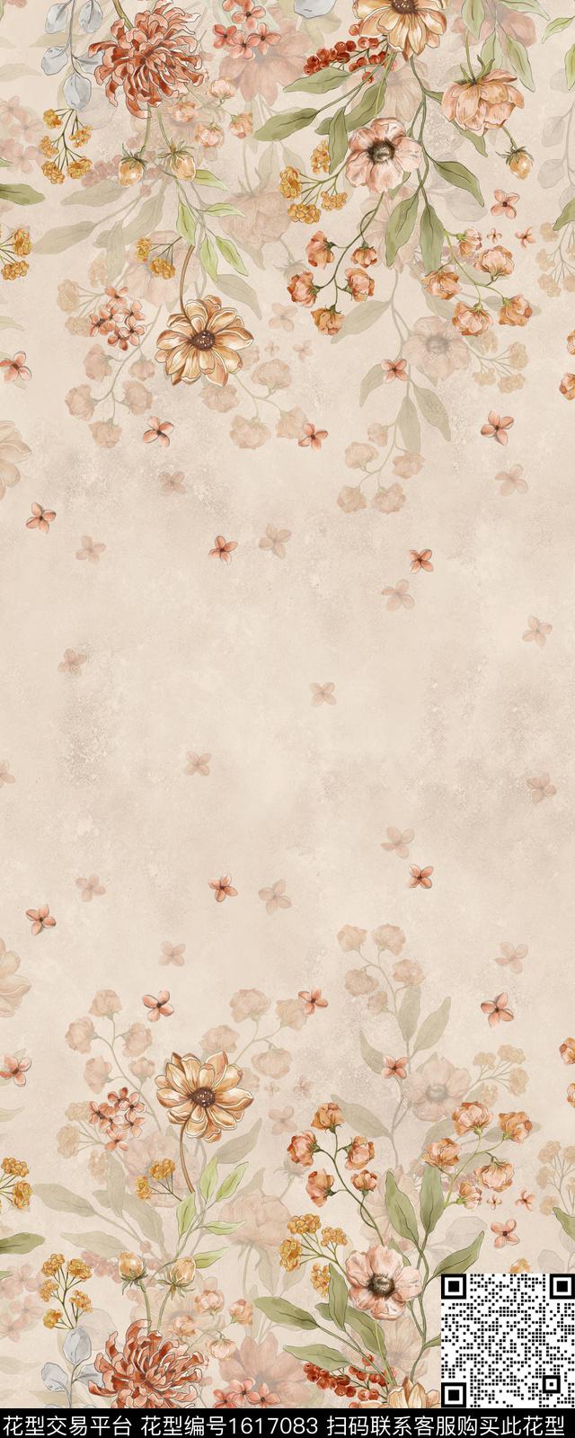花卉影花双边定位花数码印花华亿平台下载（图片编号: 1617083） - 瓦栏（Walan）