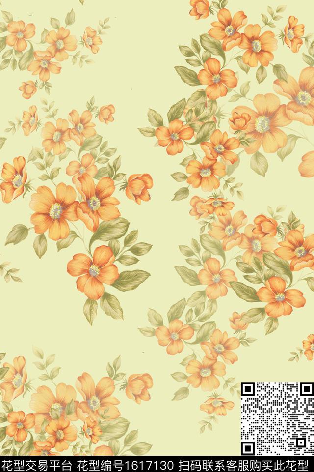 花卉春夏华亿平台水彩花卉数码印花华亿平台下载（图片编号: 1617130） - 瓦栏（Walan）