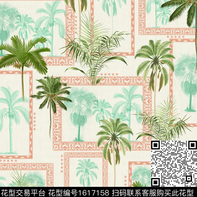 植物热带华亿平台相框数码印花华亿平台下载（图片编号: 1617158） - 瓦栏（Walan）