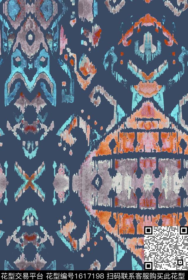 民族风水彩肌理数码印花华亿平台下载（图片编号: 1617198） - 瓦栏（Walan）
