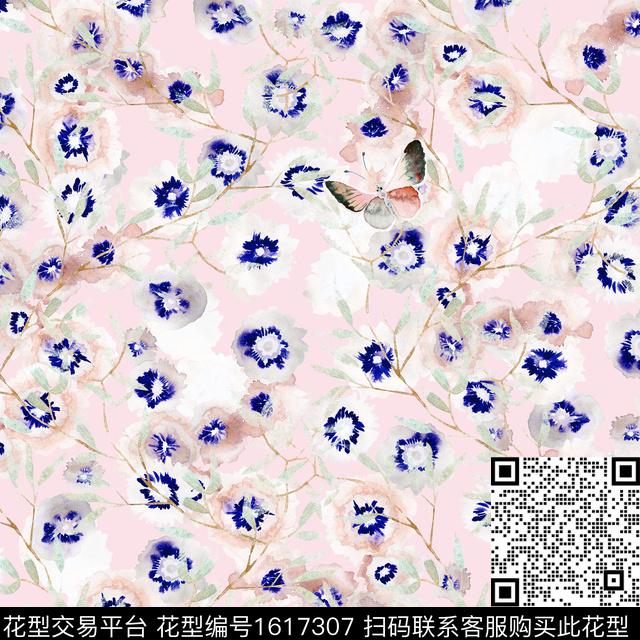 小清新小碎花水彩花卉数码印花华亿平台下载（图片编号: 1617307） - 瓦栏（Walan）