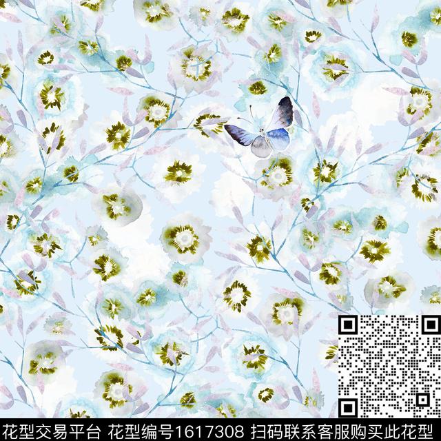 花卉小碎花水彩花卉数码印花华亿平台下载（图片编号: 1617308） - 瓦栏（Walan）