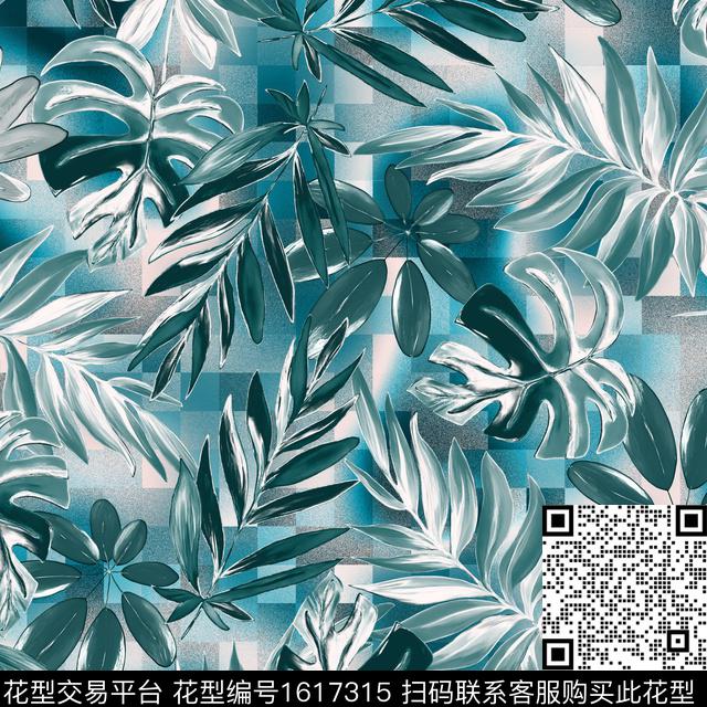 热带华亿平台绿植树叶底纹数码印花华亿平台下载（图片编号: 1617315） - 瓦栏（Walan）