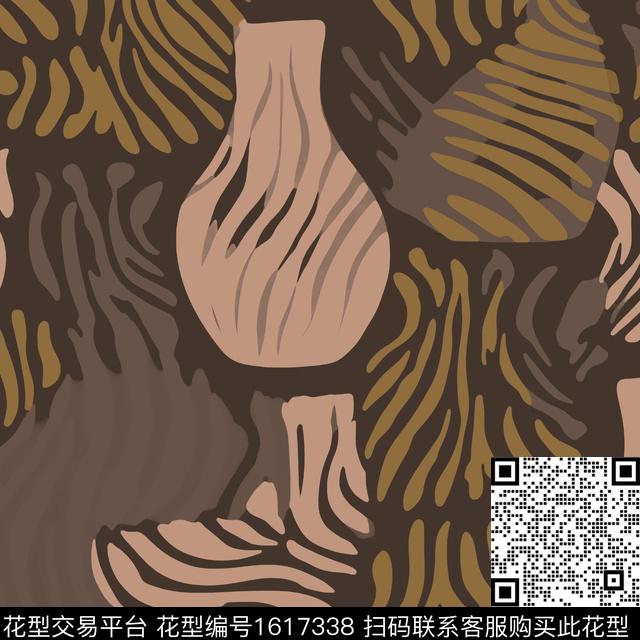 花瓶线条画条纹传统印花华亿平台下载（图片编号: 1617338） - 瓦栏（Walan）