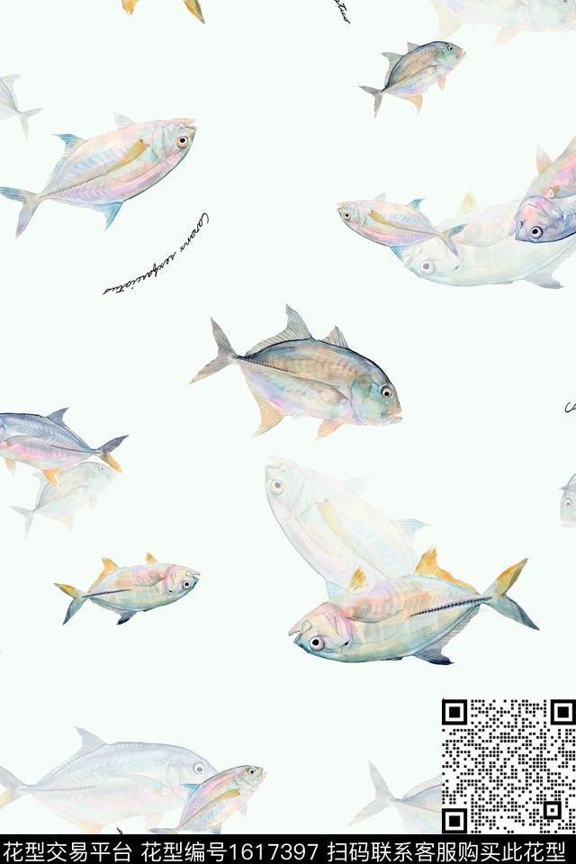趣味鱼字母数码印花华亿平台下载（图片编号: 1617397） - 瓦栏（Walan）