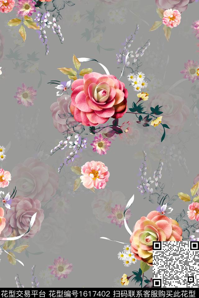 影花花卉大花数码印花华亿平台下载（图片编号: 1617402） - 瓦栏（Walan）