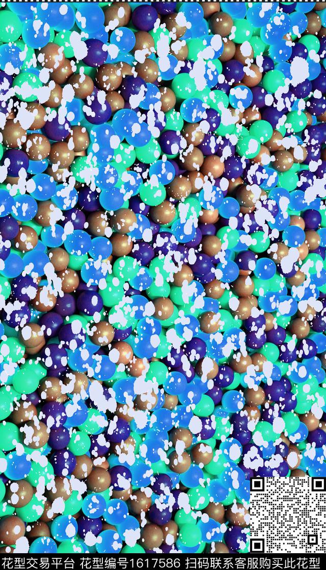 趣味几何定位波点数码印花华亿平台下载（图片编号: 1617586） - 瓦栏（Walan）