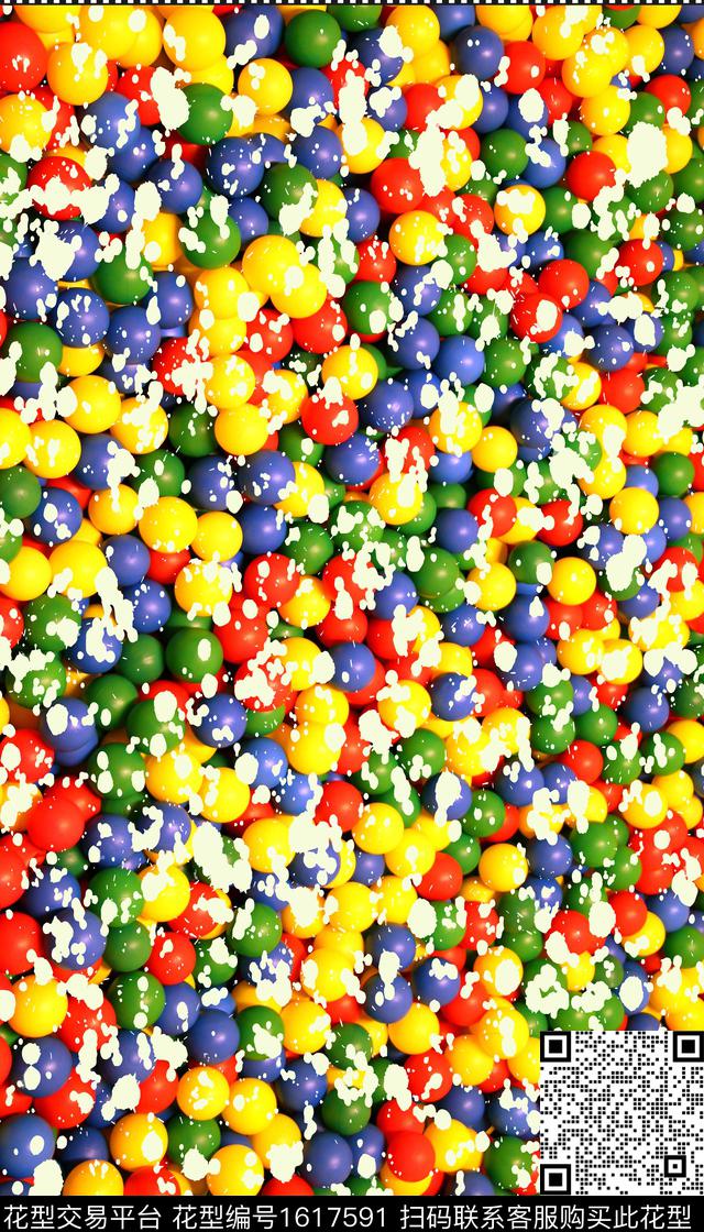 趣味球条纹数码印花华亿平台下载（图片编号: 1617591） - 瓦栏（Walan）