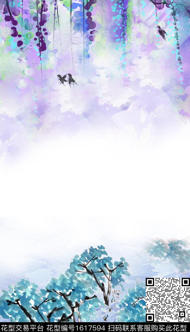 晕染肌理水彩花卉水墨风数码印花华亿平台下载（图片编号: 1617594） - 瓦栏（Walan）