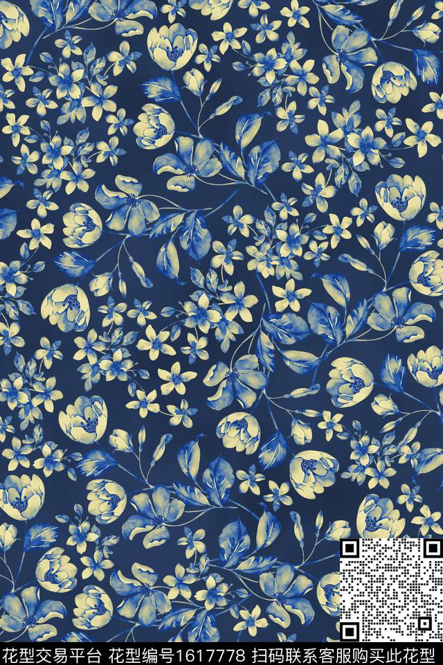 满版散花花卉中老年数码印花华亿平台下载（图片编号: 1617778） - 瓦栏（Walan）