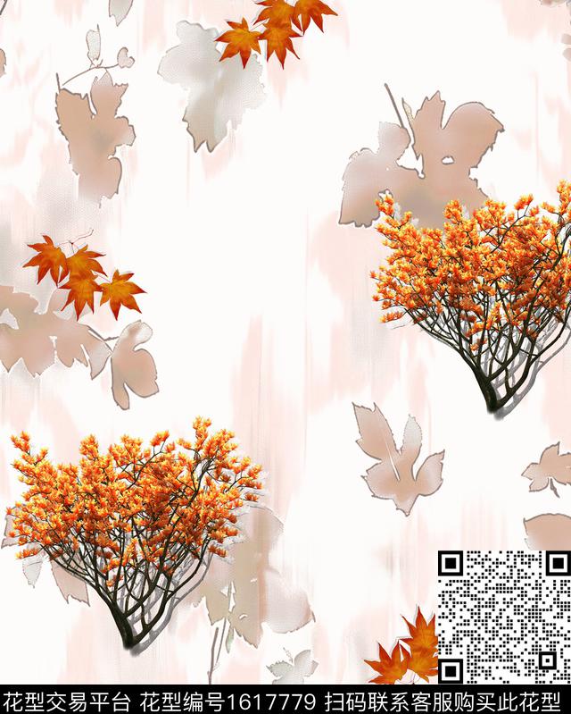 花卉剪影渐变数码印花华亿平台下载（图片编号: 1617779） - 瓦栏（Walan）