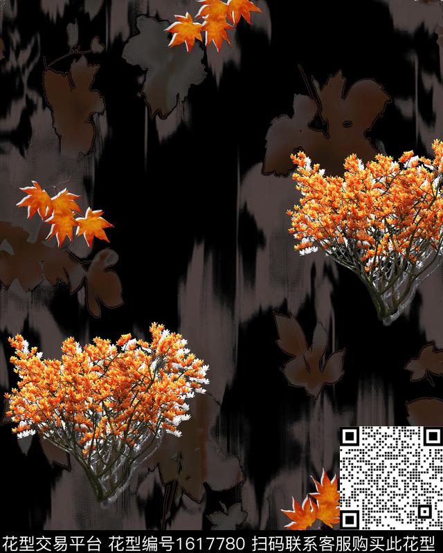 枫叶肌理树林数码印花华亿平台下载（图片编号: 1617780） - 瓦栏（Walan）