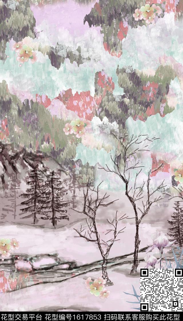 风景景观树林花卉数码印花华亿平台下载（图片编号: 1617853） - 瓦栏（Walan）