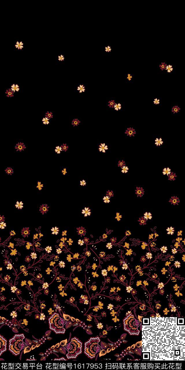 定位花民族风花卉数码印花华亿平台下载（图片编号: 1617953） - 瓦栏（Walan）