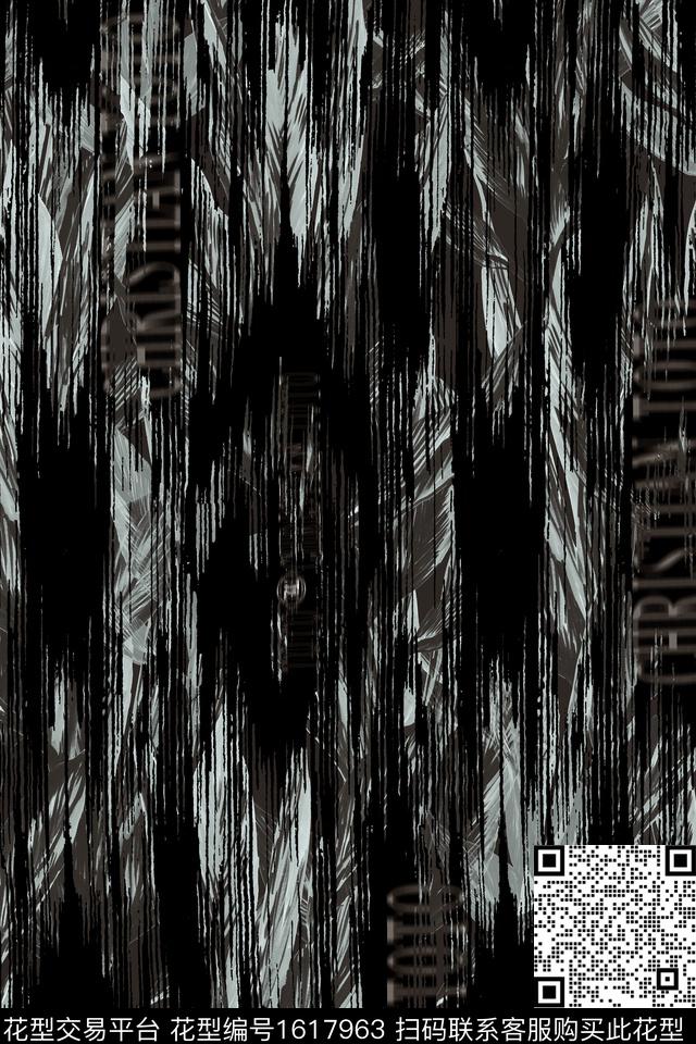 羽毛字母抽象数码印花华亿平台下载（图片编号: 1617963） - 瓦栏（Walan）