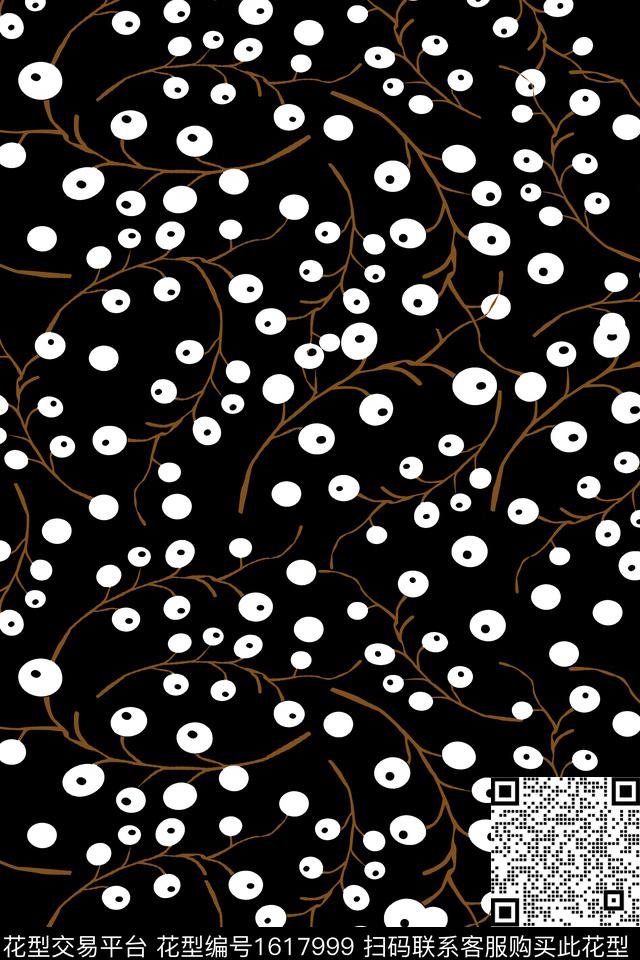 果子波点树枝传统印花华亿平台下载（图片编号: 1617999） - 瓦栏（Walan）