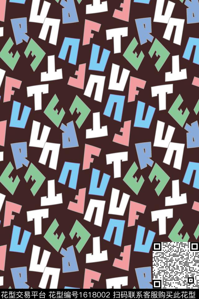 字母拼色趣味传统印花华亿平台下载（图片编号: 1618002） - 瓦栏（Walan）