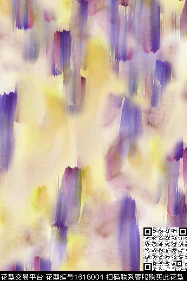 抽象水彩笔触数码印花华亿平台下载（图片编号: 1618004） - 瓦栏（Walan）