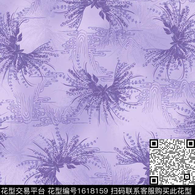 薰衣草花卉山脉数码印花华亿平台下载（图片编号: 1618159） - 瓦栏（Walan）