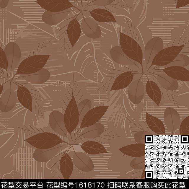 条纹中老年绿植树叶数码印花华亿平台下载（图片编号: 1618170） - 瓦栏（Walan）