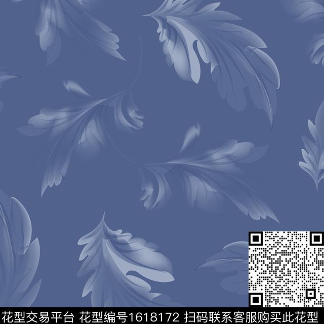 渐变绿植树叶数码印花华亿平台下载（图片编号: 1618172） - 瓦栏（Walan）