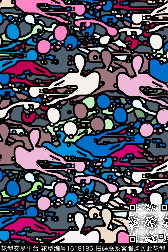 涂鸦趣味数码印花华亿平台下载（图片编号: 1618185） - 瓦栏（Walan）