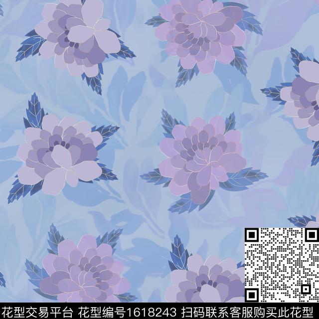 花卉包金底纹数码印花华亿平台下载（图片编号: 1618243） - 瓦栏（Walan）