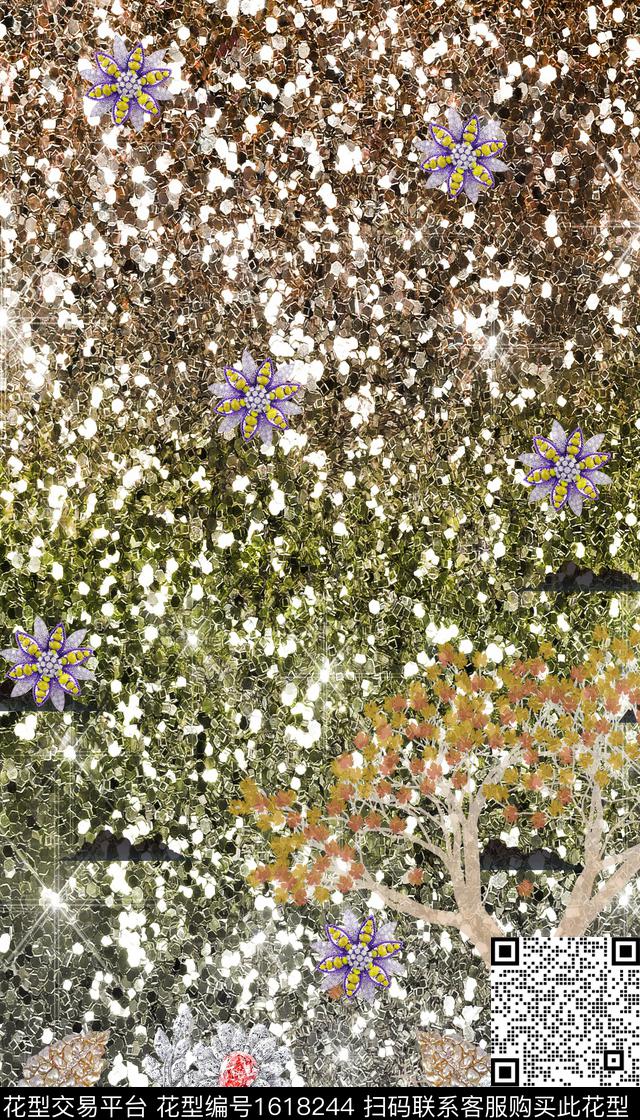 晕染肌理花卉休闲风数码印花华亿平台下载（图片编号: 1618244） - 瓦栏（Walan）