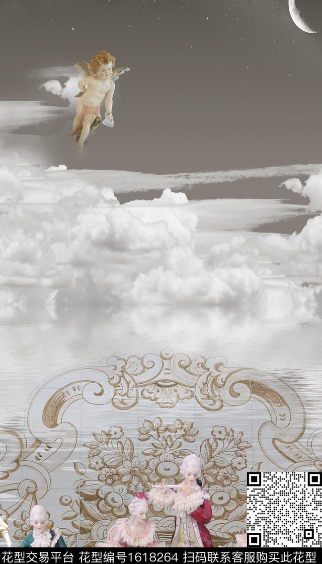 古典花纹星空花瓶数码印花华亿平台下载（图片编号: 1618264） - 瓦栏（Walan）