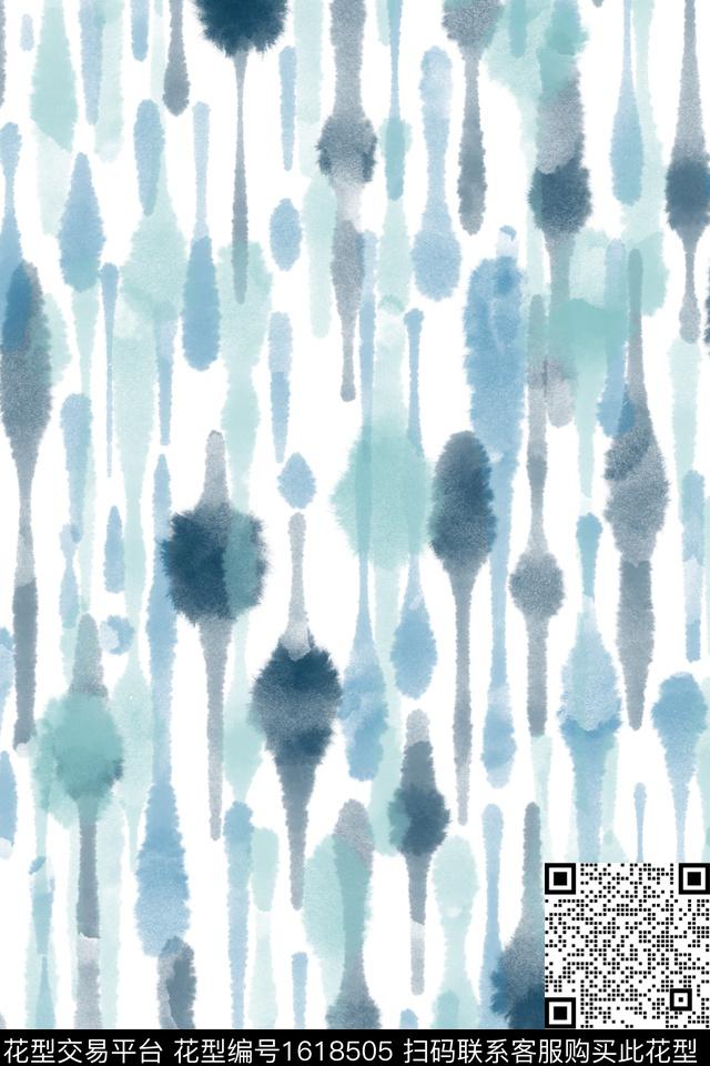 小清新水彩条纹数码印花华亿平台下载（图片编号: 1618505） - 瓦栏（Walan）