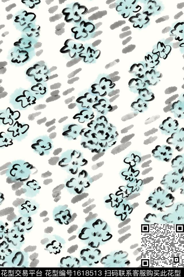花卉小碎花笔触数码印花华亿平台下载（图片编号: 1618513） - 瓦栏（Walan）